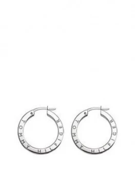 Image of Tommy Hilfiger Silver Crystal Set Ladies Hoop Earrings