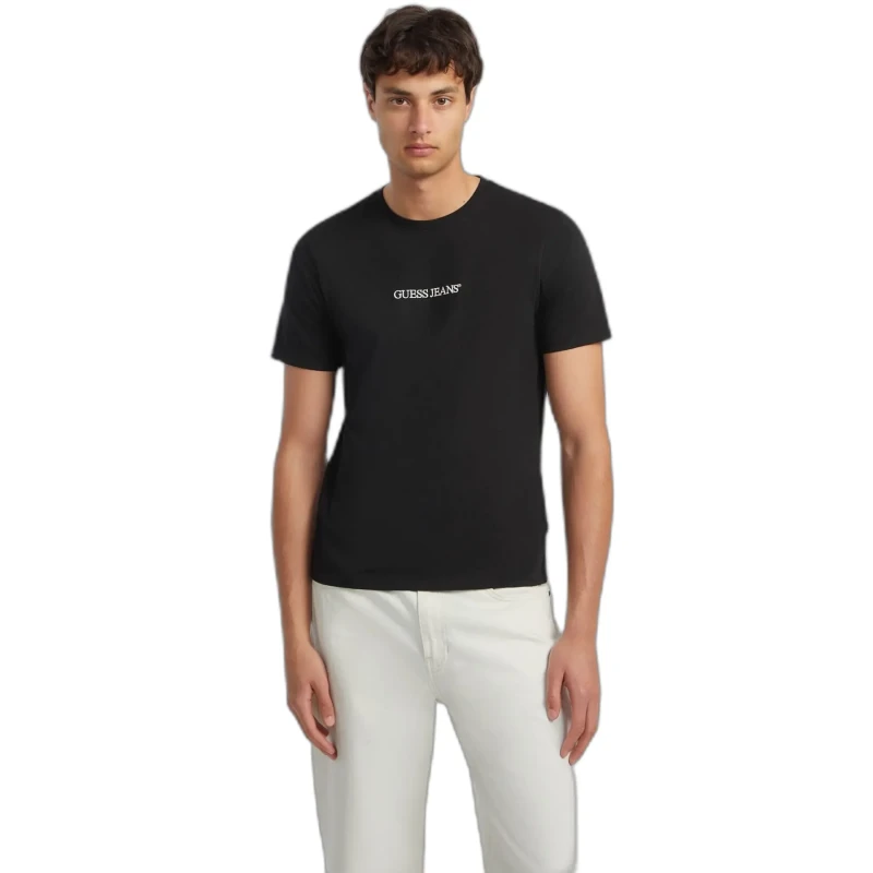 Image of Guess Slim-fit T-Shirt with embroidered logo Guess Noir Male XL