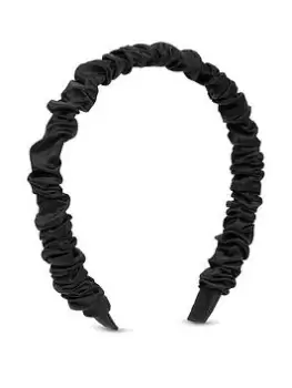 Image of Mood Black Ruched Fabric Headband, Silver, Women
