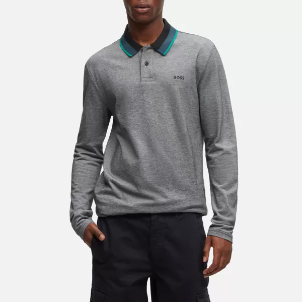 Image of BOSS Orange Mens Peoxfordlong_1 Long Sleeved Polo Shirt - Black - M