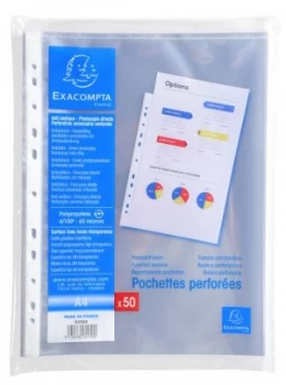 Image of Exacompta Punch Pockets PP A4 60mic Clear PK50