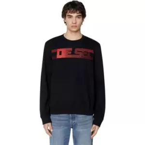 Image of Diesel Line Logo Crew Neck Sweater Mens - Black