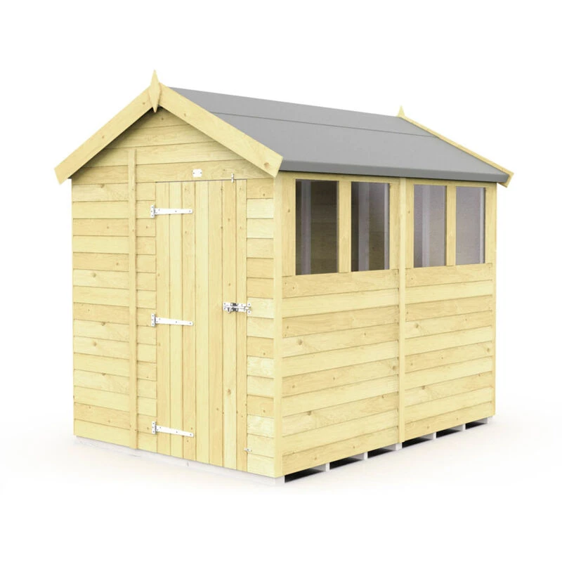 Image of Flat Pack Sheds DIY Sheds 7 x 8 Apex Shed, Brown 7X8AFF