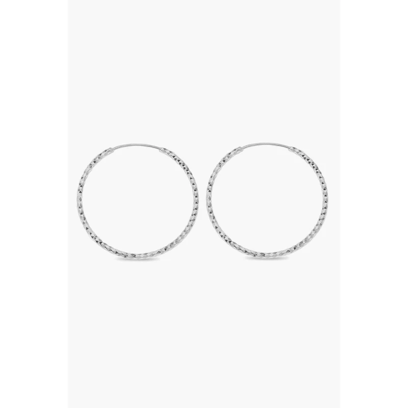 Image of Be You Sterling Silver Diamond Cut Hoop Earrings 50mm Silver One Size