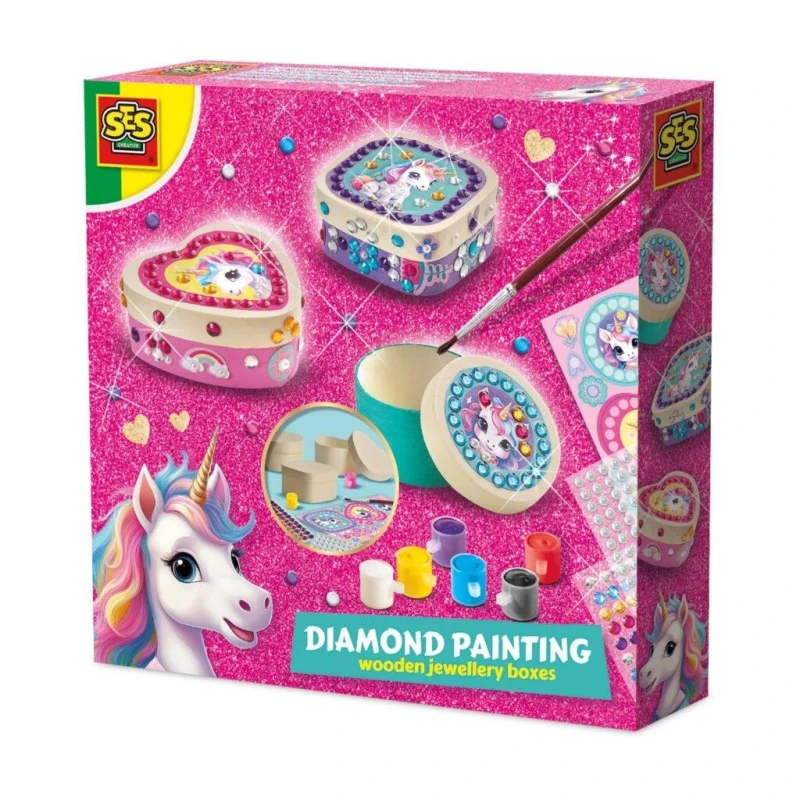 Image of SES Creative Unicorn - Diamond painting wooden jewellery boxes Multi unisex One Size