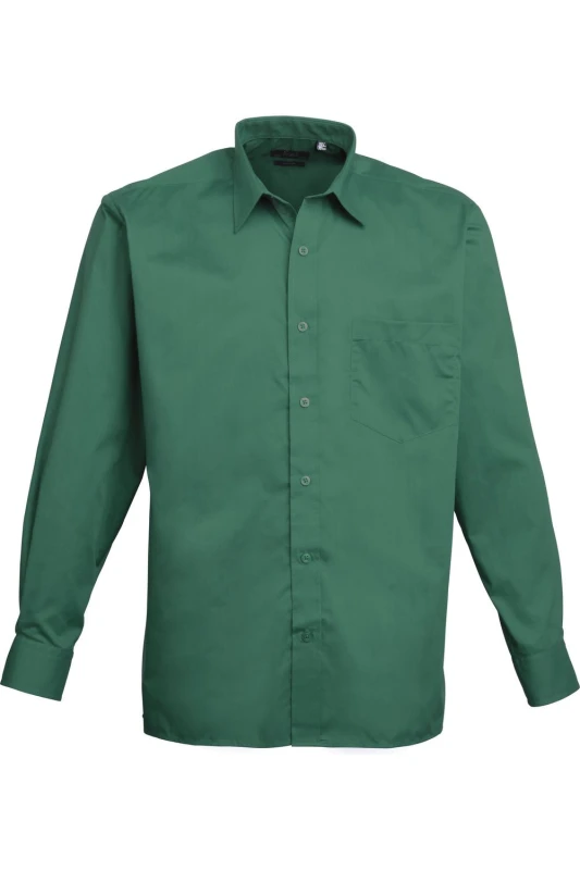 Image of Premier Premier Men Poplin Long-Sleeved Formal Shirt in Emerald Emerald One Size Male 5055805362100