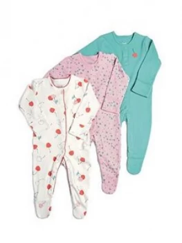 Image of Mamas & Papas Cherries Sleepsuits 3 Pack Baby Girls