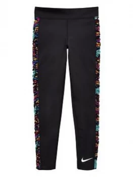 Image of Nike Girls Nike One Leggings - Black Print, Black Print, Size S, 8-10 Years, Women