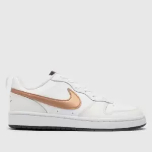 Image of Nike White & Gold Court Borough Low 2 Girls Youth Trainers