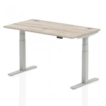 Image of Trexus Sit Stand Desk With Cable Ports Silver Legs 1400x800mm Grey Oak