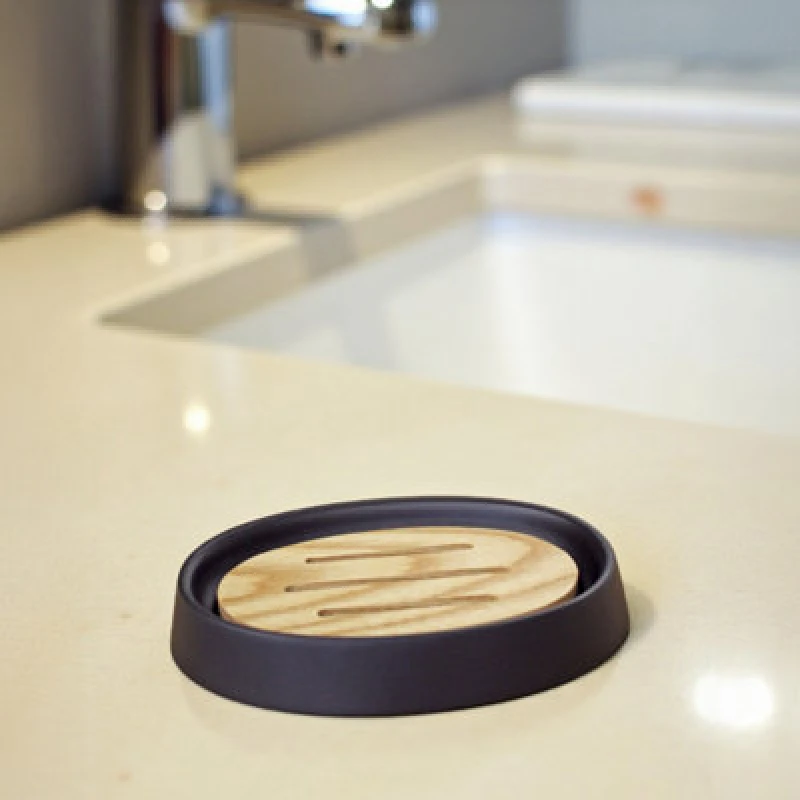 Image of Showerdrape Sonata Bamboo Collection Soap Dish Black