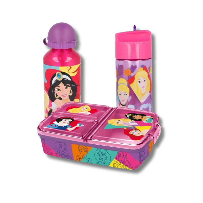 Image of Disney Princess Disney Princess 3 Piece Lunch Set Pink
