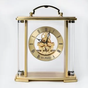 Image of WM WIDDOP Glass & Gold Aluminium Carriage Clock