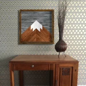 Image of TAH011 Brown Grey White Decorative Framed MDF Painting