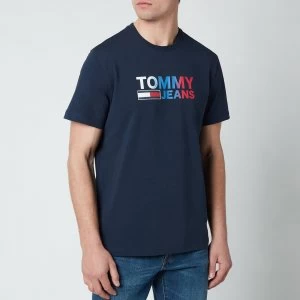 Image of Tommy Jeans Mens Colour Corporation Logo T-Shirt - Twilight Navy - L
