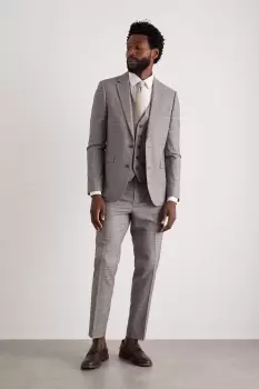 Image of Skinny Fit Grey Fine Check Suit Jacket
