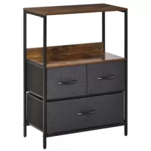 Image of Homcom 3 Drawer Storage Chest With Display Shelves Black