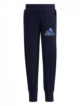 Image of adidas Kids Girls French Terry Knit Pant - Navy, Size 4-5 Years