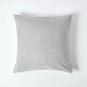 Image of Light Grey Velvet Cushion Cover, 40 x 40cm - Grey - Homescapes