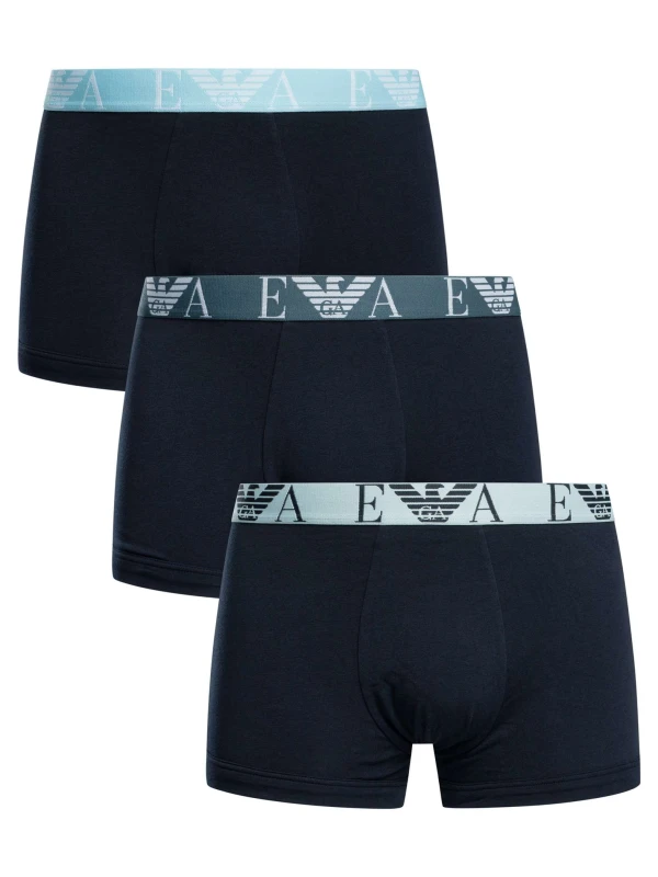Image of Emporio Armani 3 Pack Trunks Blue XXL