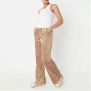 Image of Missguided Velour Wide Leg Joggers - Neutral
