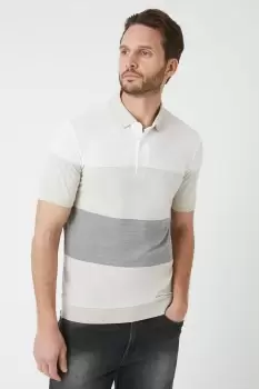 Image of Mens Short Sleeve Neutral Colour Block Polo