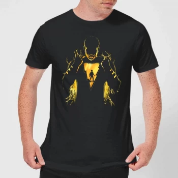Image of Shazam Lightning Silhouette Mens T-Shirt - Black - 5XL