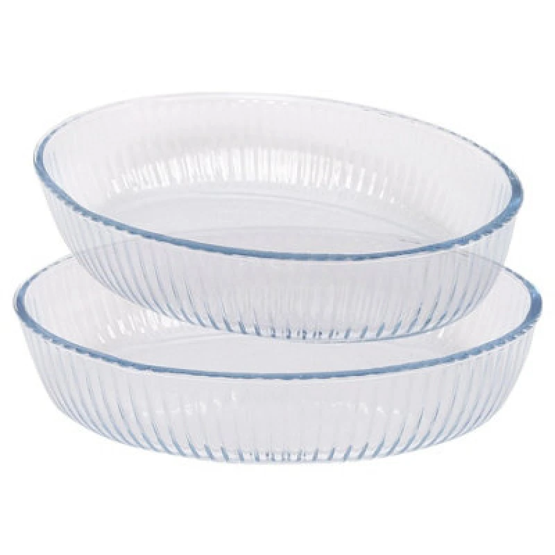 Image of Argon Tableware 2Pc Optical Oval Glass Oven Dish Set - 2 Sizes
