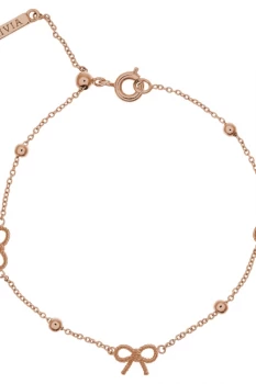 Image of Ladies Olivia Burton Rose Gold Plated Vintage Bow & Ball Bracelet OBJ16VBB09