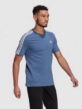 Image of Adidas Plus Size 3-stripe T-Shirt, Blue, Size 3XL, Men