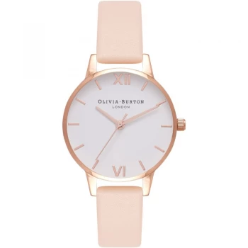 Image of White Dial Midi Dial Gold & Nude Peach Watch