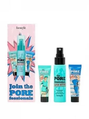 Image of Benefit Join the Porefessionals Mattifying & Hydrating Face Primer and Setting Spray Trio Gift Set, One Colour, Women