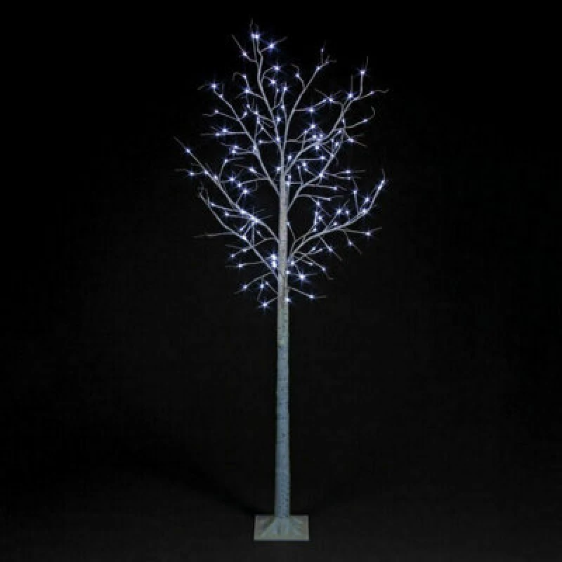 Image of 2.4m (8ft) Christmas Outdoor Birch Tree with 136 Ice White LEDs