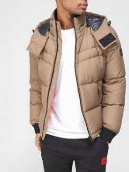 Image of Hugo Boss Olooh 2 Padded Hooded Jacket Beige Size L Men
