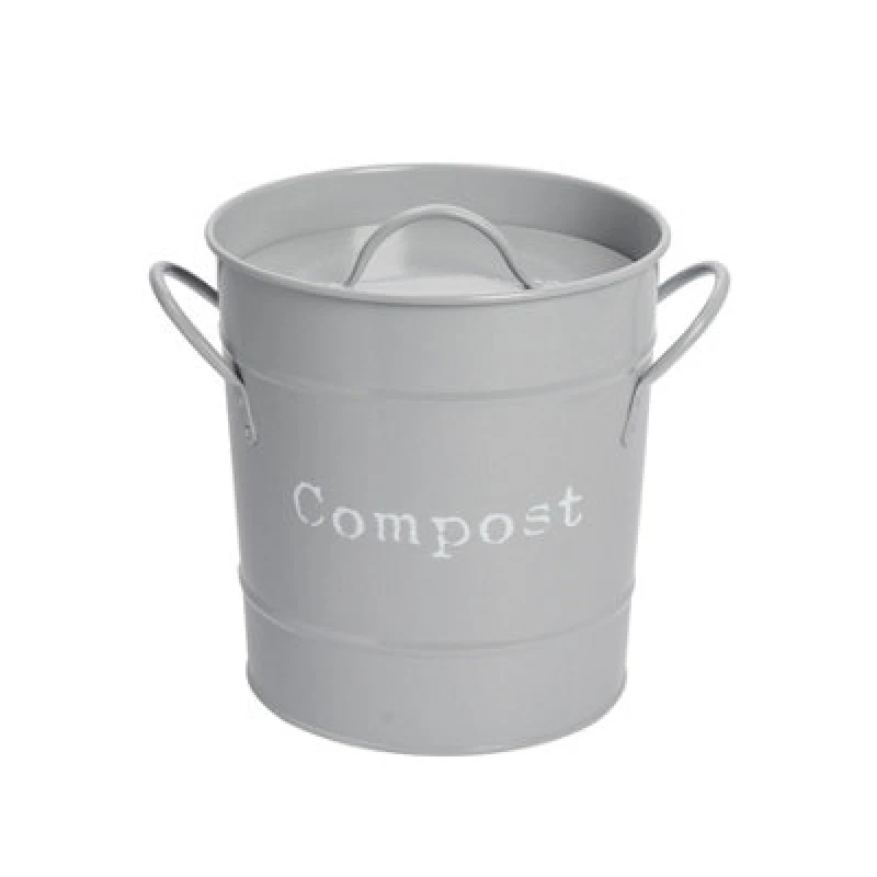 Image of Harbour Housewares Kitchen Compost Bin - Grey - Countertop Bucket Waste Pail With Lid & Plastic Inner