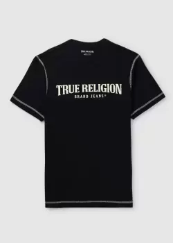 Image of True Religion Mens Flatlock Arch T-Shirt In Jet Black