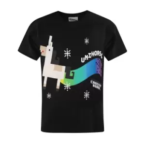 Image of Crossy Road Official Boys Unihorse T-Shirt (7-8 Years) (Black)