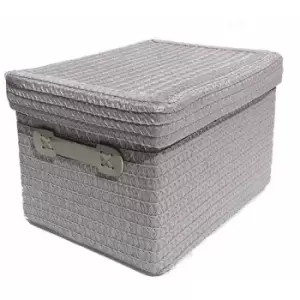 Image of Topfurnishing - Neon Bright Colours Kids Playroom Toy Box Cupboard Storage Basket + Handle & Lid [Light Grey,Medium 28x22x20cm] - Light Grey