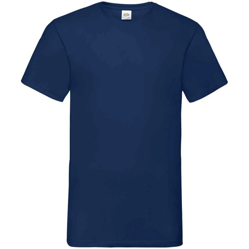 Image of Fruit Of The Loom Fruit of the Loom Men Value V Neck T-Shirt in Navy Size: Small Navy S Male 5063527305732