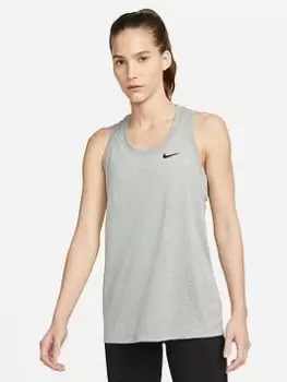 Image of Nike Dri Fit Racer Tank Top, Grey, Size L, Women