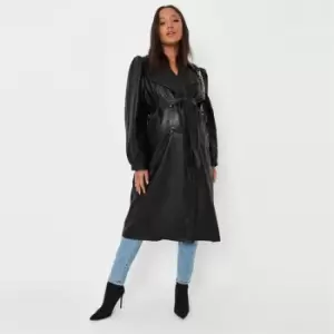 Image of Missguided Maternity Pu Trench Coat - Black