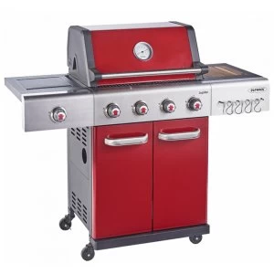 Image of Outback Jupiter 4-Burner Hybrid Gas & Charcoal Barbecue - Red