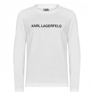 Image of KARL LAGERFELD Junior Unisex Basic Long Sleeve T Shirt - White 10B