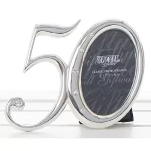Image of Silver Diamante 50th Birthday Photo Frame