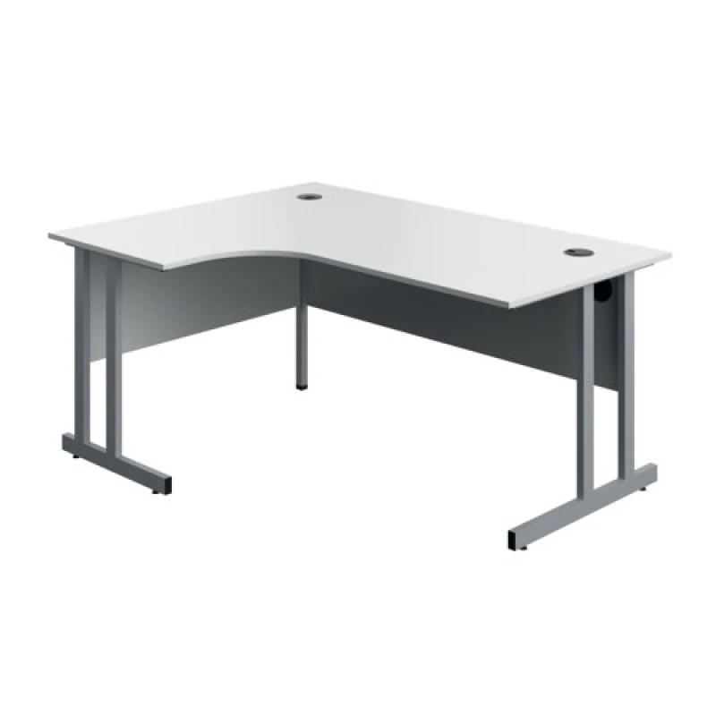 Image of Serrion Twin Upright Left Hand Corner Desk 1600x1200x730mm White/Silver KF800277