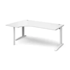Image of Office Desk Left Hand Corner Desk 1800mm White Top With White Frame 1200mm Depth TR10 TBEL18WWH