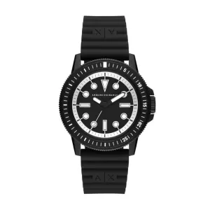 Image of Armani Exchange Mens Three-Hand Silicone Watch - Black