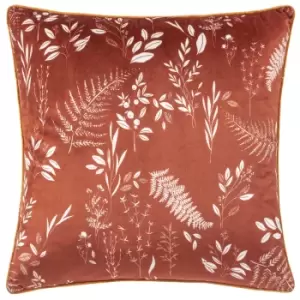 Image of Fearne Printed Velvet Cushion Brick, Brick / 50 x 50cm / Polyester Filled