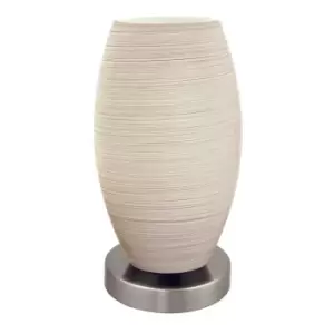 Image of Table Lamp Colour Satin Nickel Shade White Glass Wiping Technique Bulb E27 1x40W