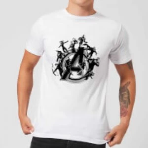 Image of Avengers Endgame Hero Circle Mens T-Shirt - White - S